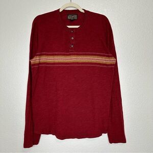 Lucky Brand Red Henley Long Sleeves Men’s Top, Sz Large